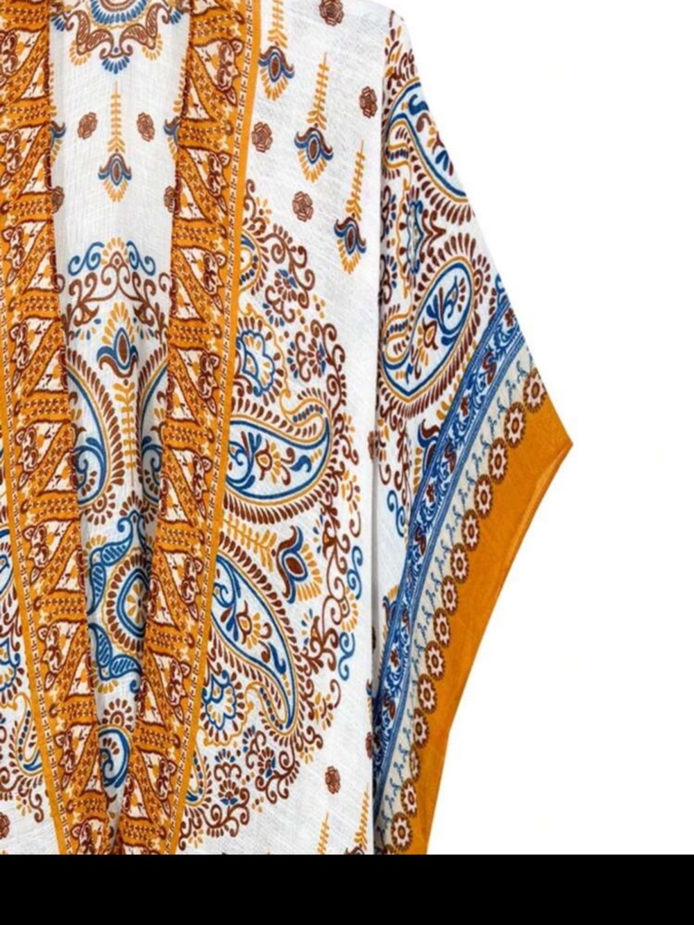 Boho Paisley Kimono Duster in White and Mustard - Picture 4 of 7